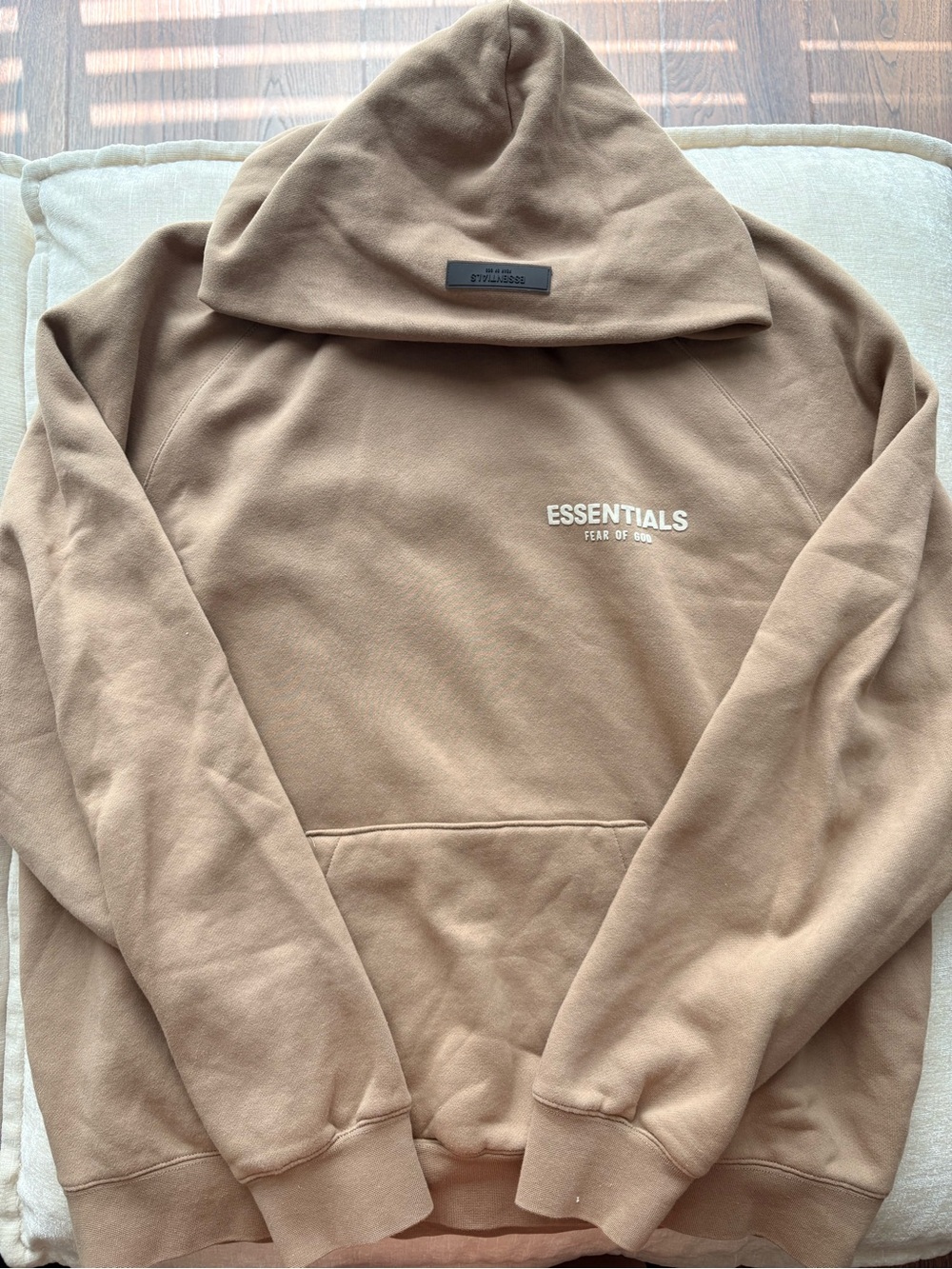Fear of God Essentials Men's Hoodie in Light Brown/Cream Logo